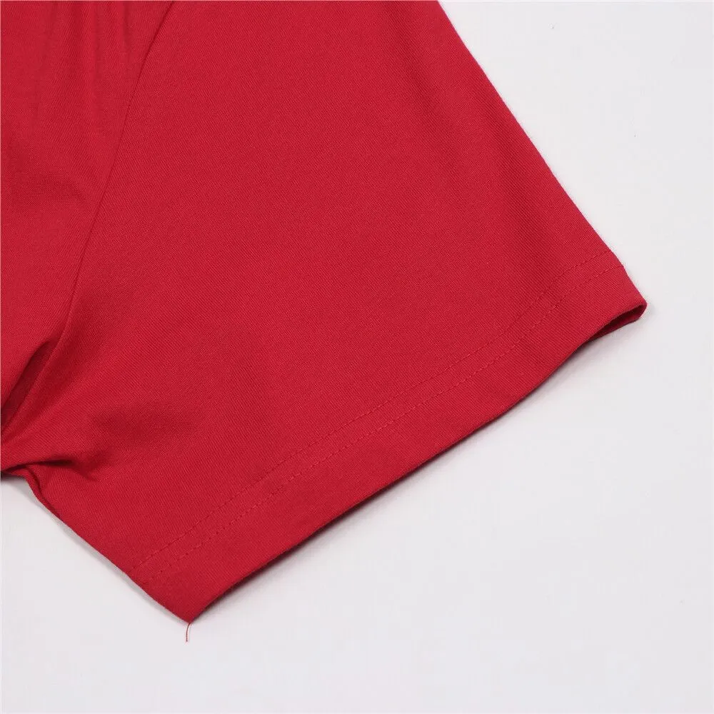 GIORDANO Red Men's Classic Man Embroidery Tees