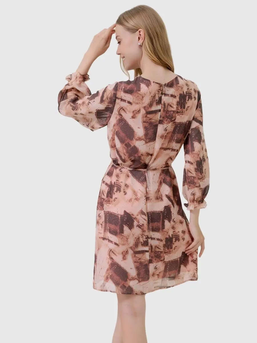 AMILA Women Dress Chiffon Poeme Brown