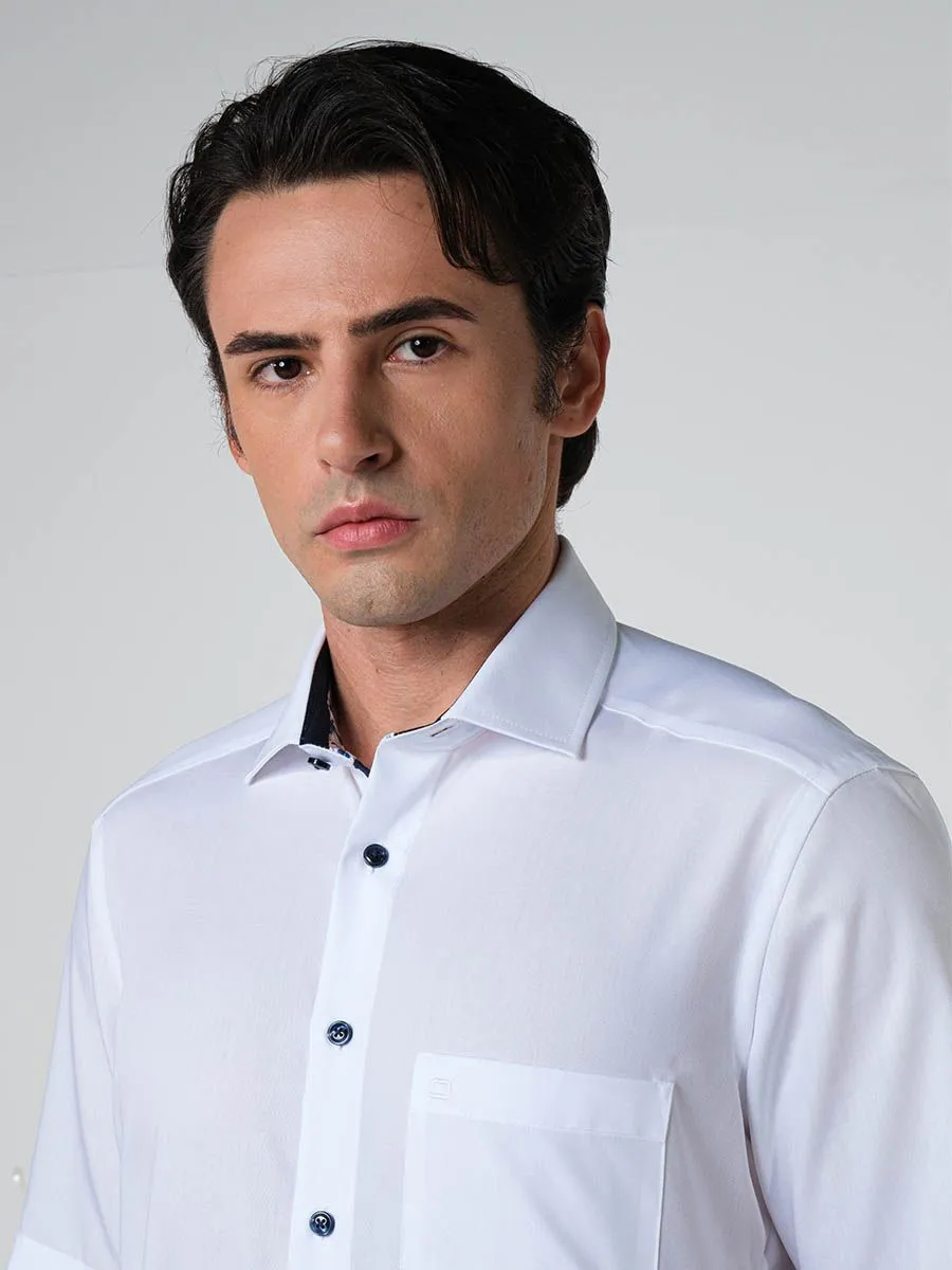 OLYMP MEN SHIRT SHORT SLEEVES CASUAL SHIRT MODERN FIT NON IRON WHITE