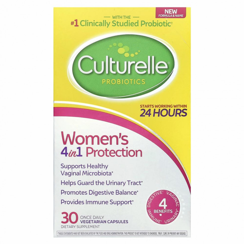 Culturelle, пробиотики, здоровый баланс для женщин, 30 вегетарианских капсул для ежедневного одноразового приема