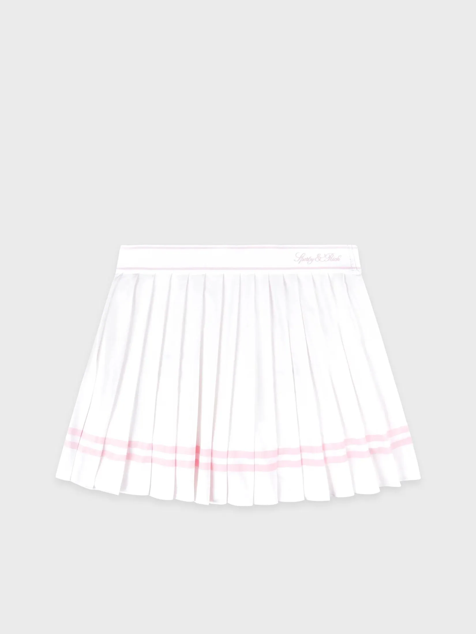 SPORTY & RICH Women Pleated Skirt Vendome Script - White/Pink Dolphin