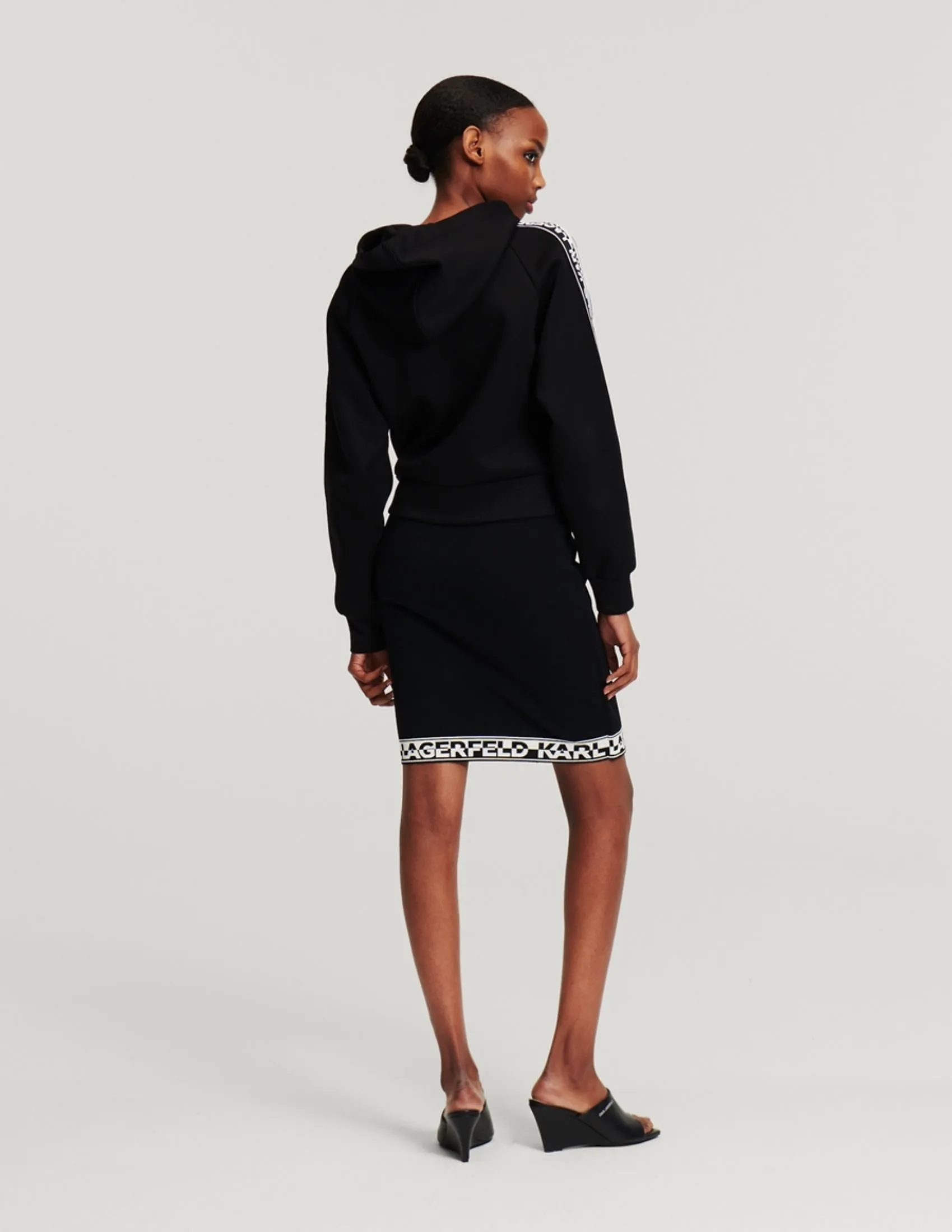 KARL LAGERFELD RTW-1 LOGO KNIT WOMEN SKIRT BLACK/WHITE