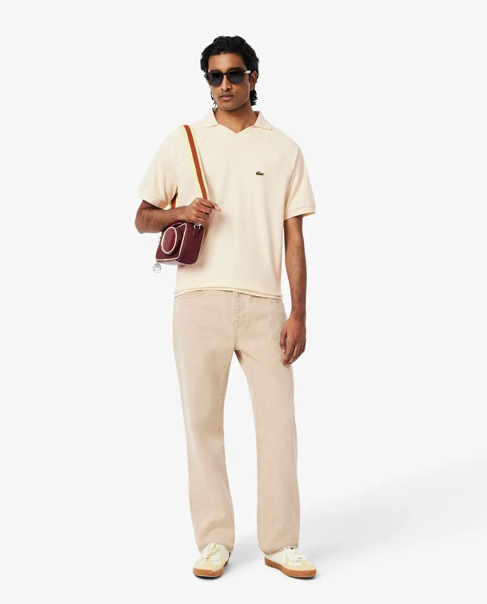 LACOSTE Classic Fit Piqu  Panel Polo Shirt White