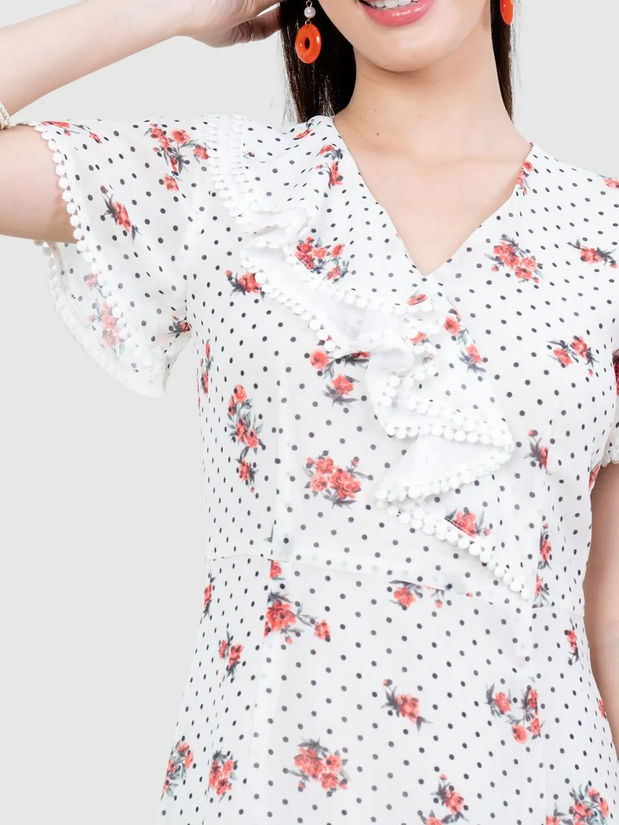 AMILA Women  Dress Chiffon Poeme Off White