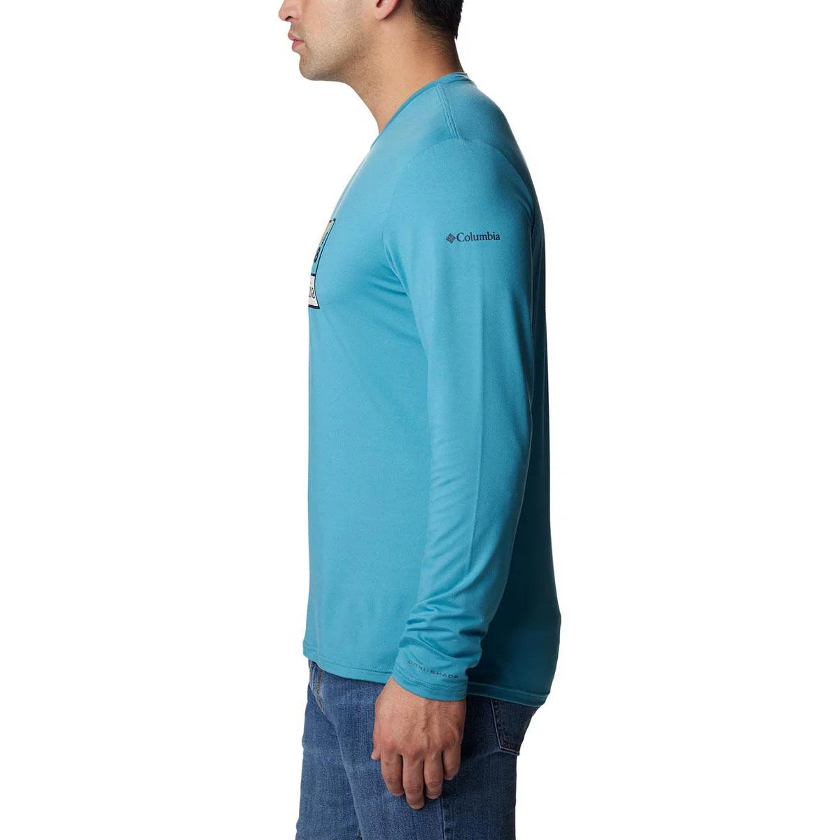 COLUMBIA Tech Trail Long Sleeve Graphic Men's Hiking Sweatshirt - Blue - 2XL (US SIZE)