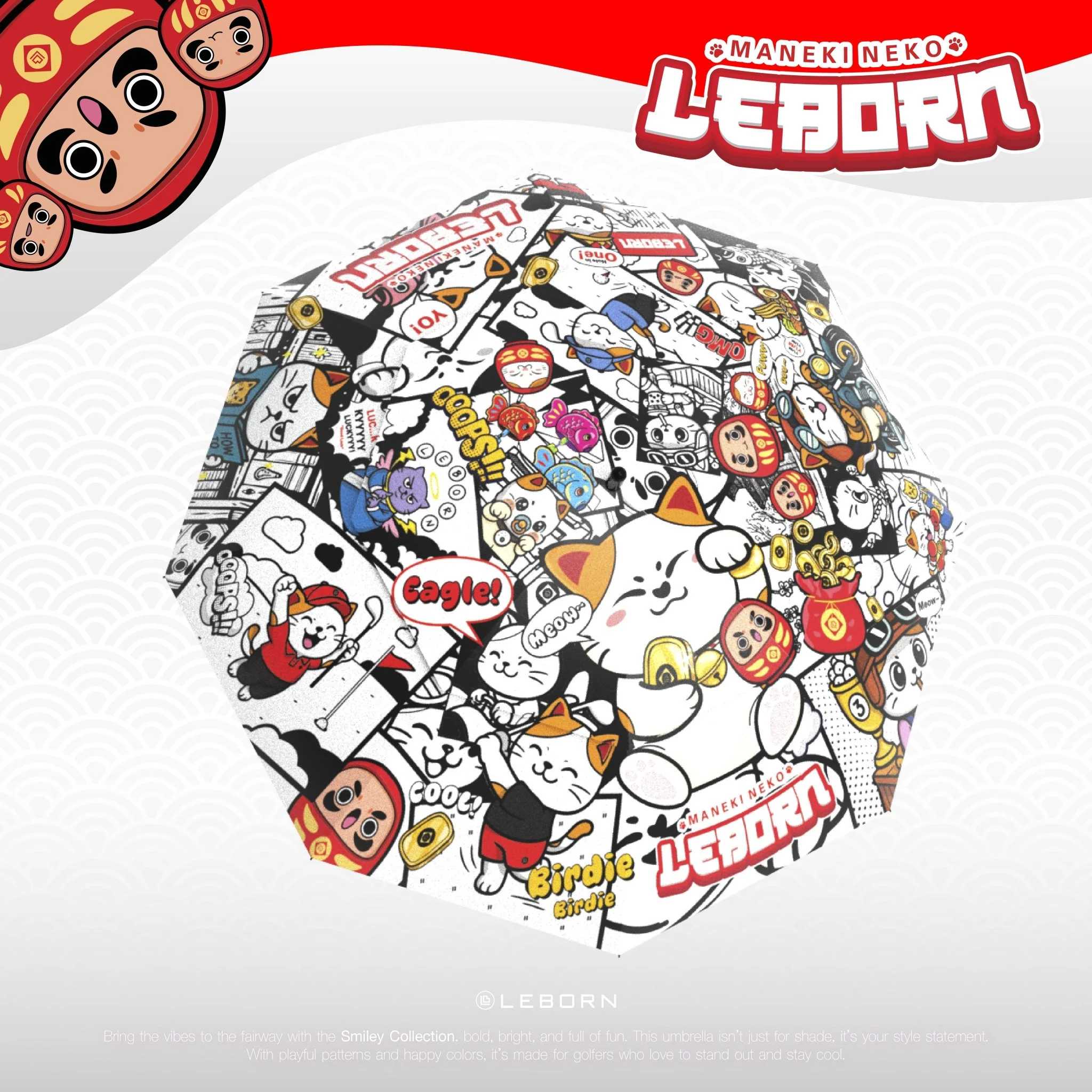 LEBORN Mini Umbrella ขนาด 30 นิ้ว ลายกราฟฟิคและการ์ตูน - Multi color - 30 INCES - Birdie