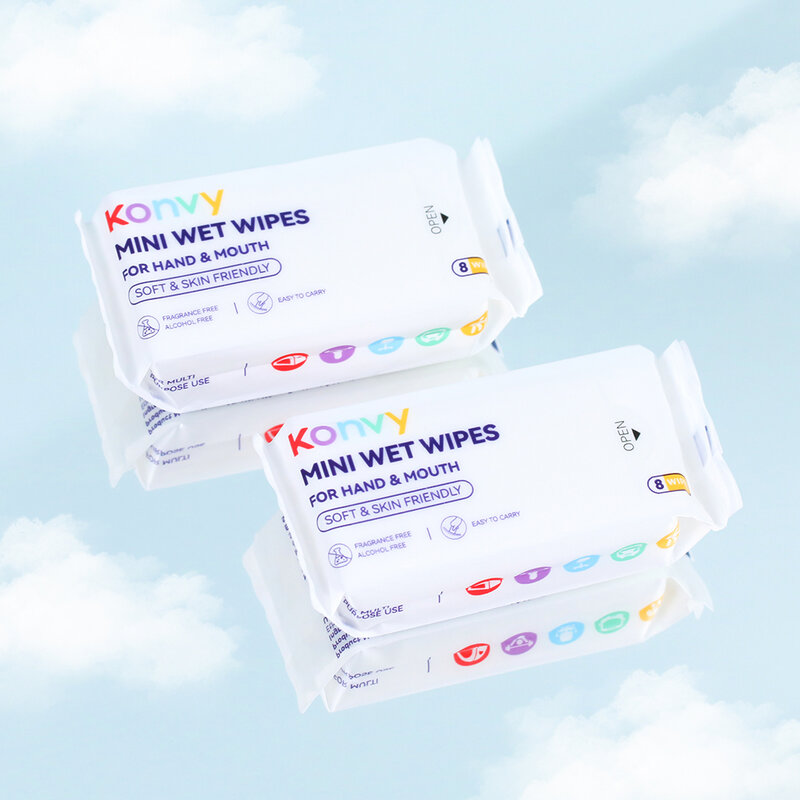 Konvy Mini Wet Wipes For Mouth & Hand 8 Wipes [8 уп x 5 шт]