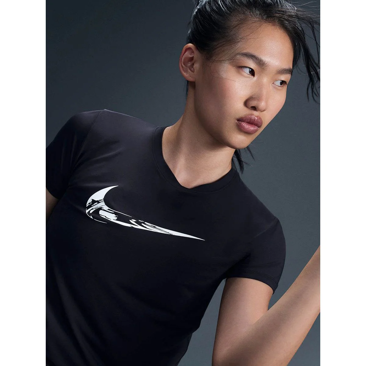 NIKE One Dri-FIT Graphic Women's Running T-Shirt - Black - L (ASIAN SIZE)