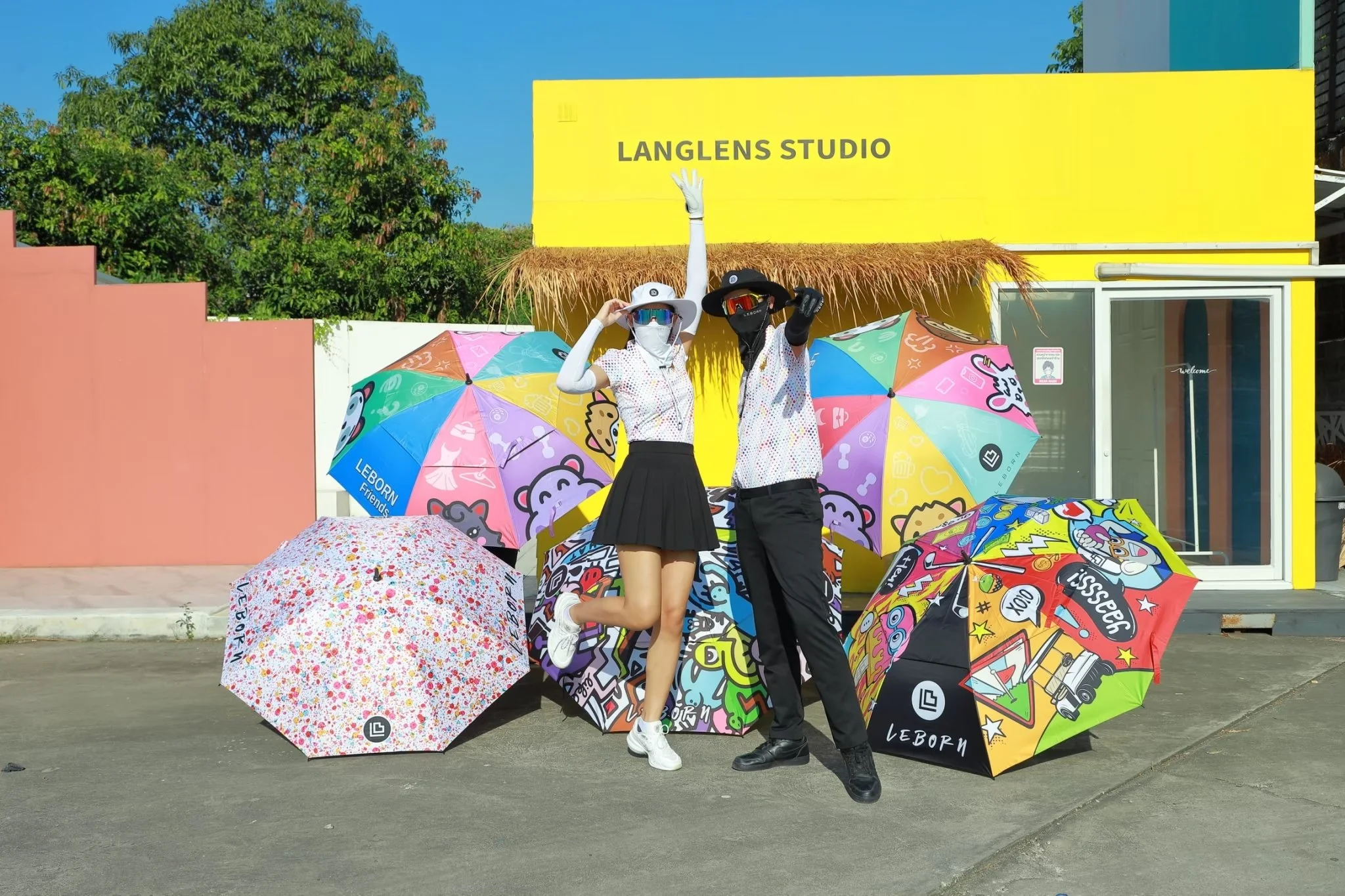 LEBORN ร่มกอล์ฟ 34 นิ้ว [2 ชั้น] ลายกราฟฟิคและการ์ตูน - Multi color - 34 INCES - Birdie