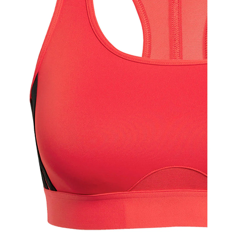 Женский спортивный топ Adidas Powerreact Train Medium-Support 3-Stripes — цвет красный, 2XL AA-B