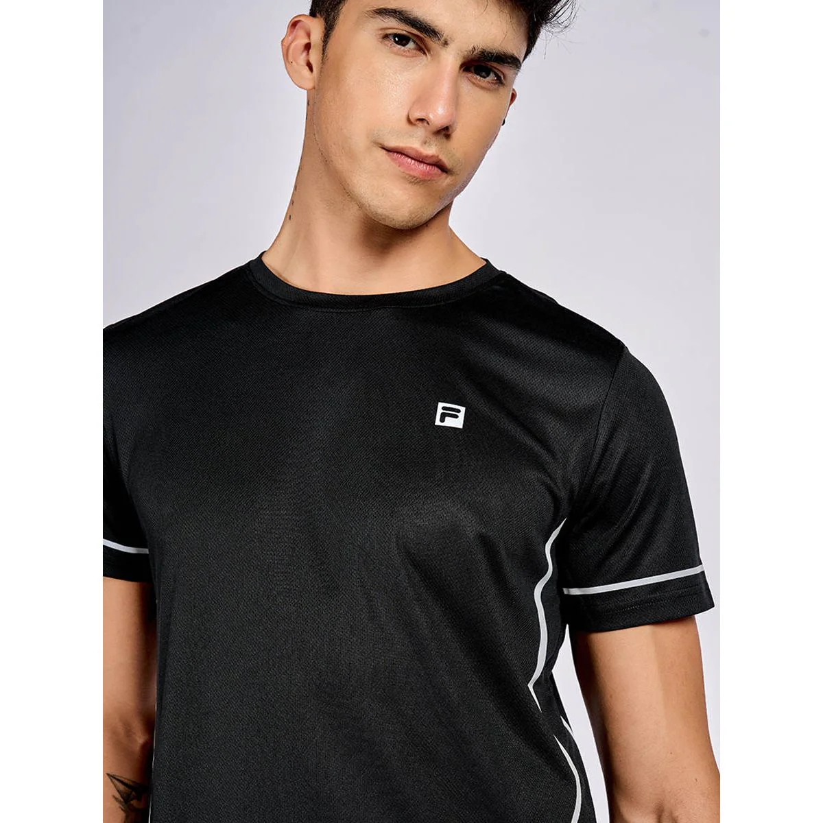 FILA Tennis TSA240815M Men's Training T-Shirt - Black - 2XL (US SIZE)