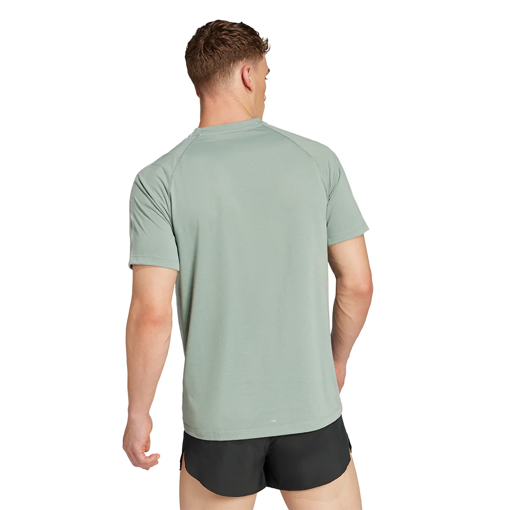 Мужская беговая футболка Adidas Own the Run 3-Stripes — цвет зеленый, размер 2XL (азиатский размер)