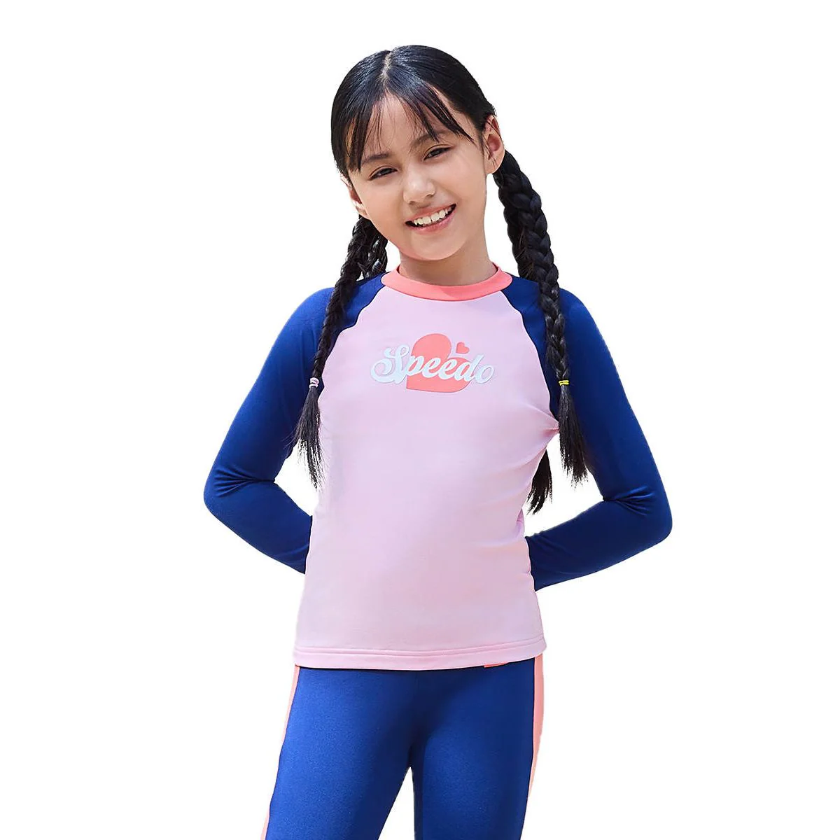 SPEEDO Heart Cerulean Long Sleeve Girls Rashguard - Blue - 11-12 YEARS