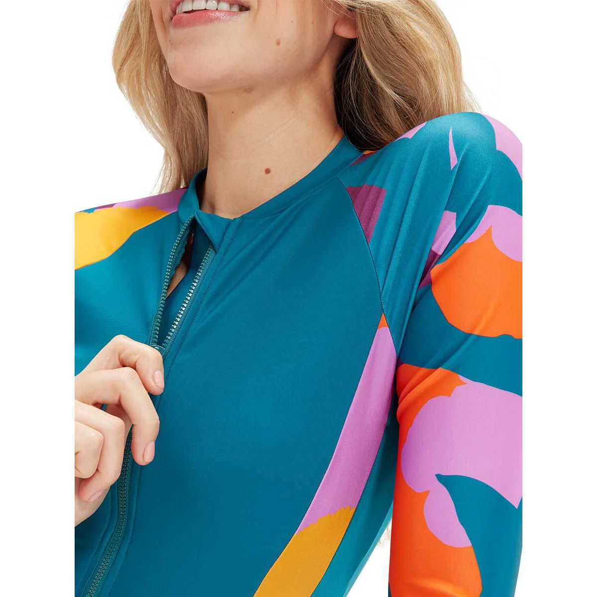 Женский купальник Speedo Long Sleeve — цвет зеленый, размер US 32