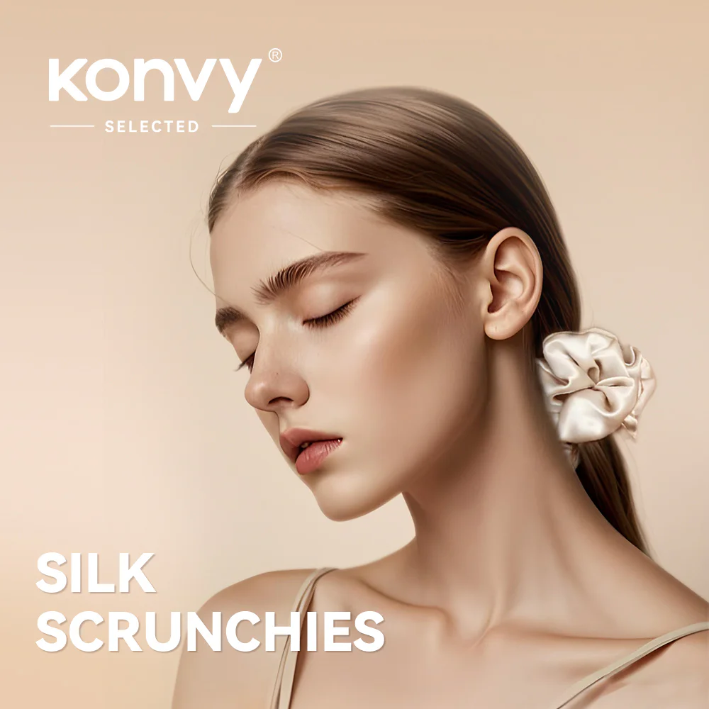 Konvy Silk Skinny Scrunchies — Deep Blue