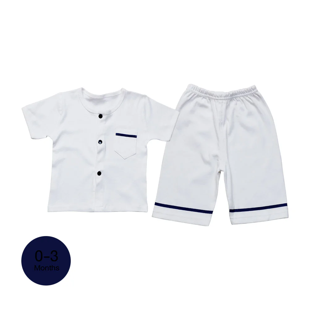 YUYING Baby Short Sleeve and Pants Set Pure Cotton 100% Cloth for Newborn [0-3 Months] Navy