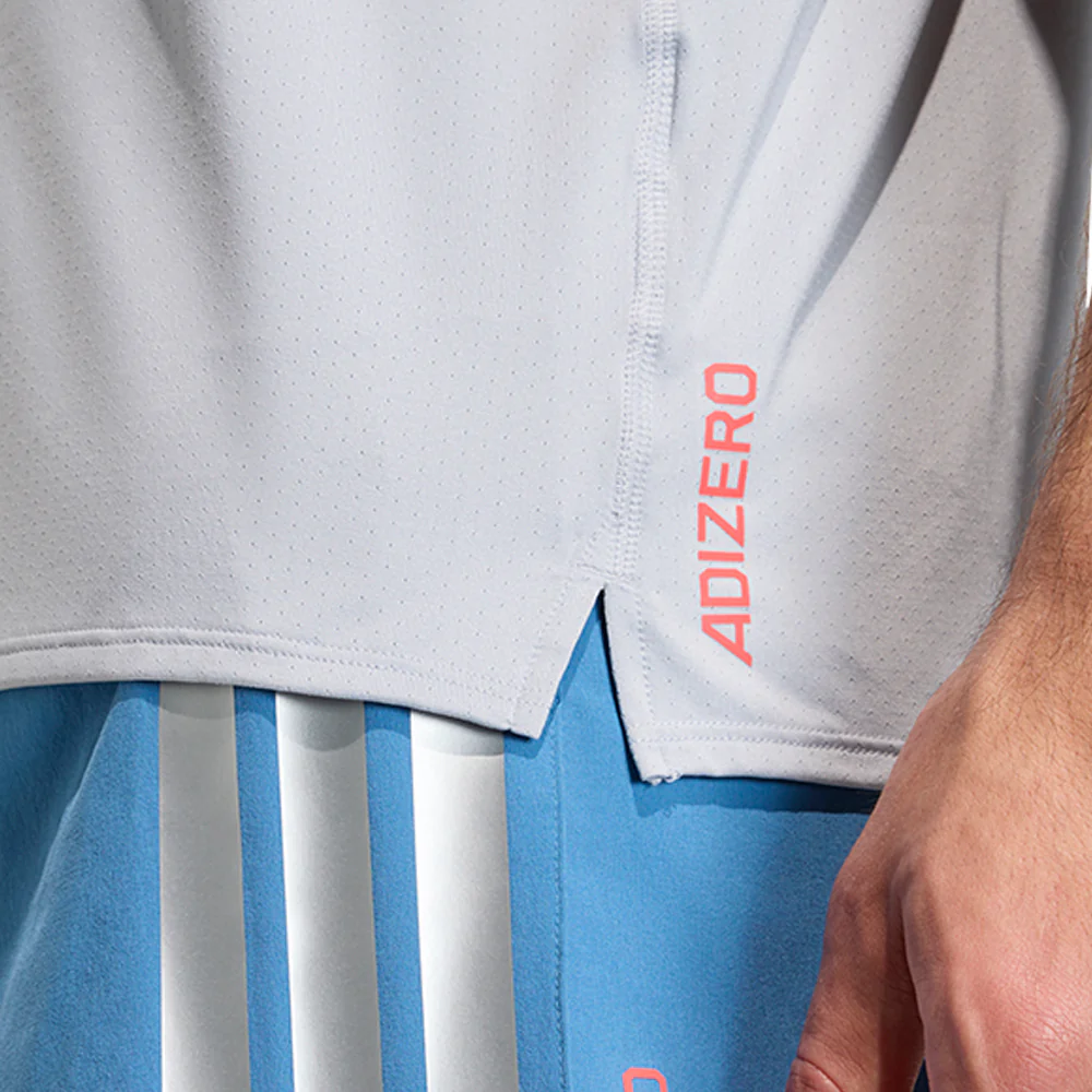 Мужская беговая футболка Adidas Adizero Ekiden — цвет серый, размер L (азиатский размер)