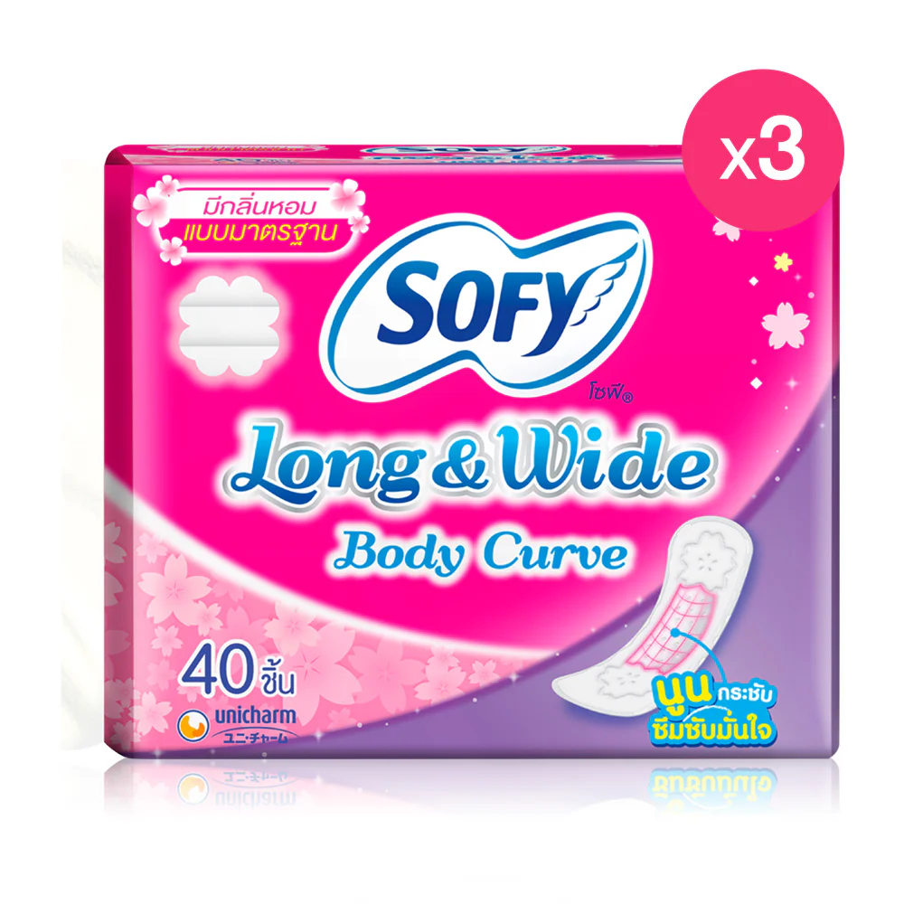 Sofy гигиенические прокладки Long & Wide Body Curve Scented [40pcs x 3 Packs] — Scented40pcsx3packs