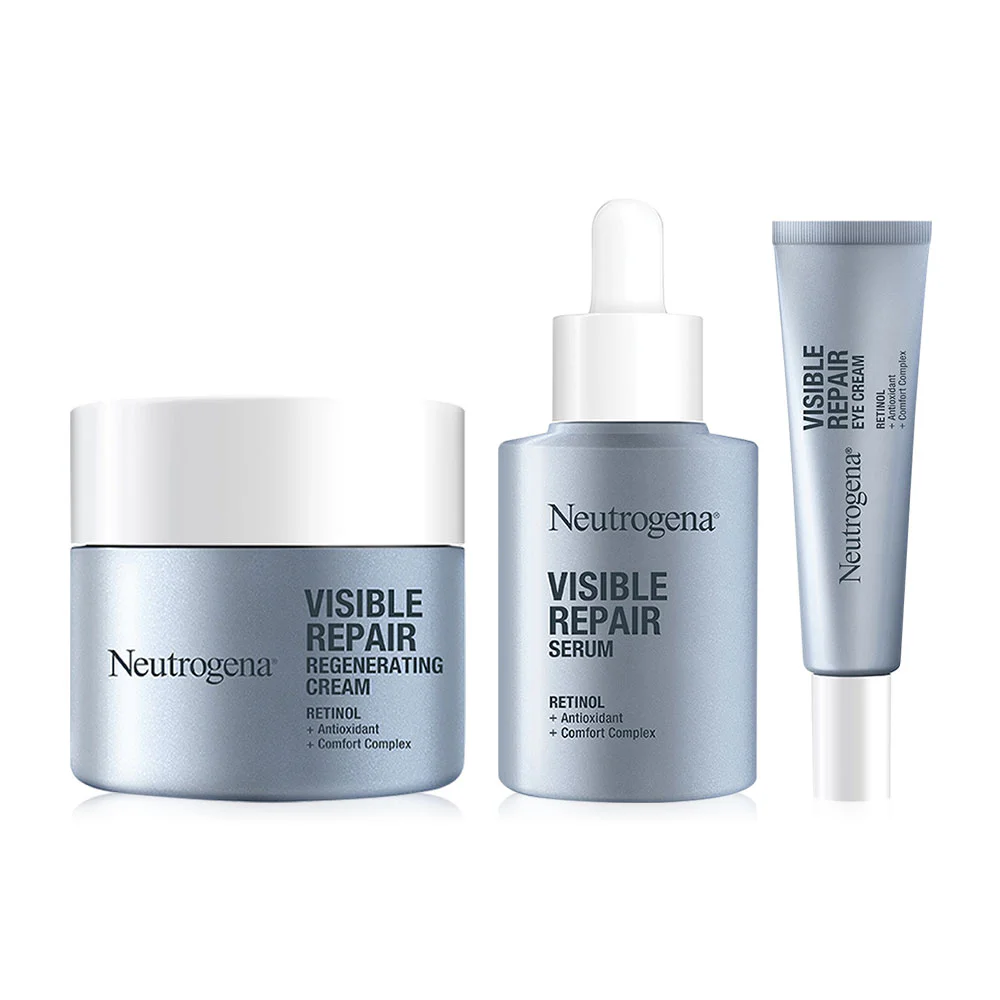 Крем для кожи вокруг глаз Neutrogena Set 3Items Visible Repair Regenerating Cream 50 г + Visible Repair 15 г + Visible Repair Serum 30 мл
