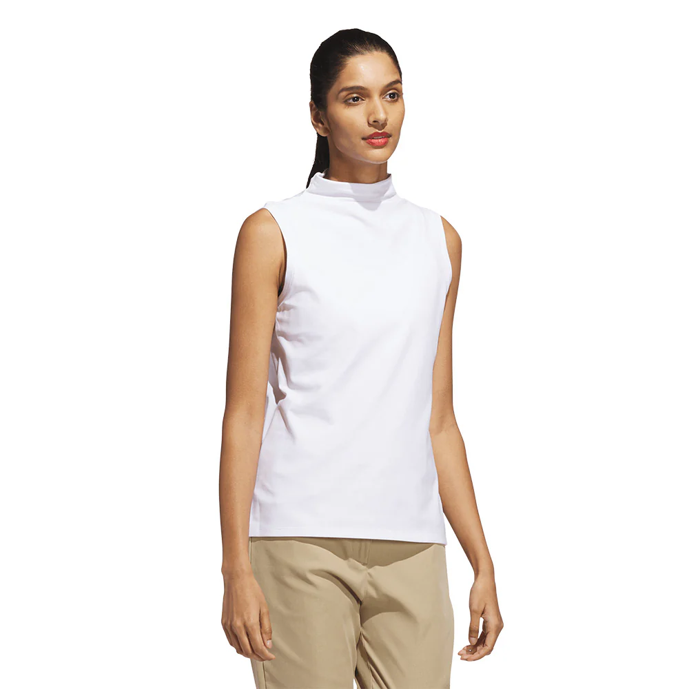 ADIDAS Ultimate365 Sleeveless Mock Neck Women's Golf Shirt - White - L (ASIAN SIZE)
