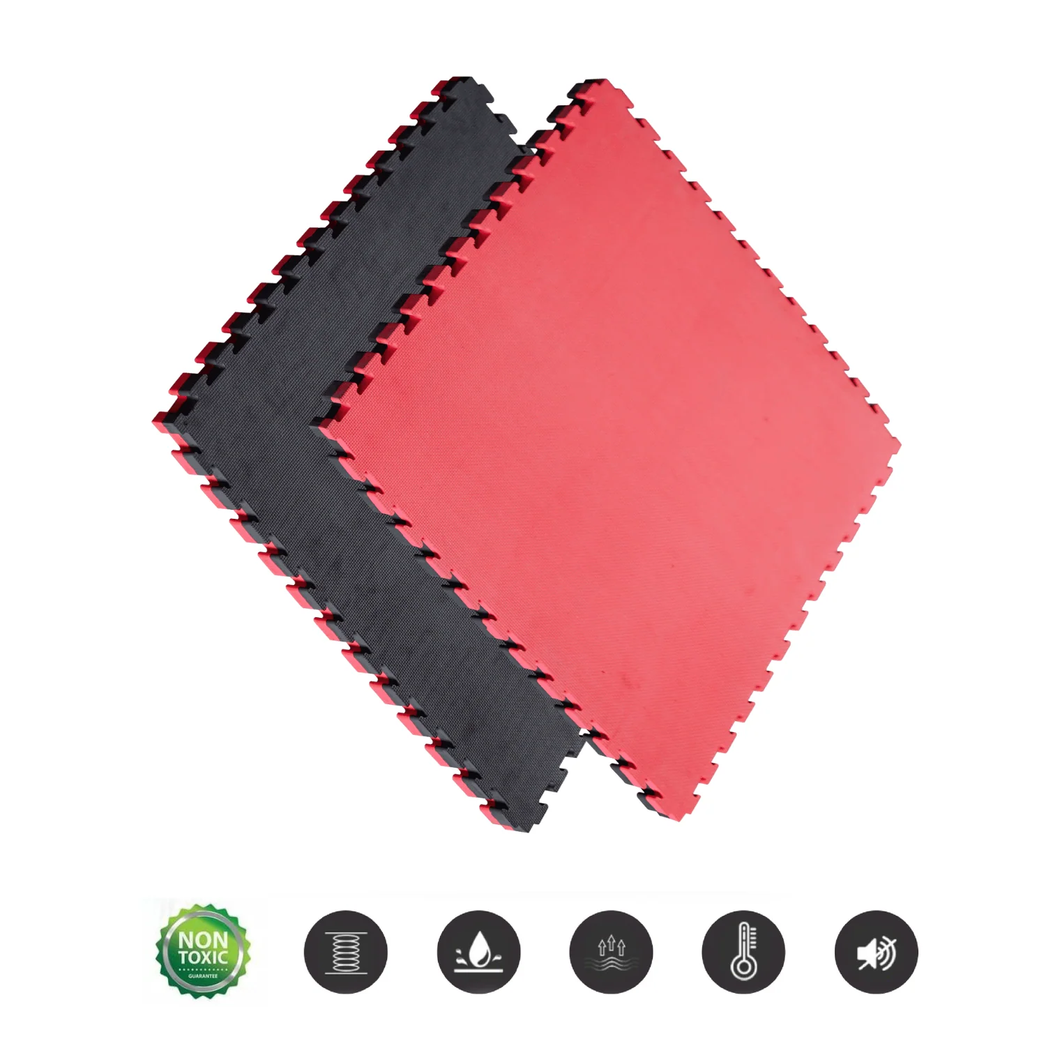 แผ่นรองพื้น ฟิตเนส EVA แดง/ดำ 100*100cm. - Homefittools - Black - 1 PC.