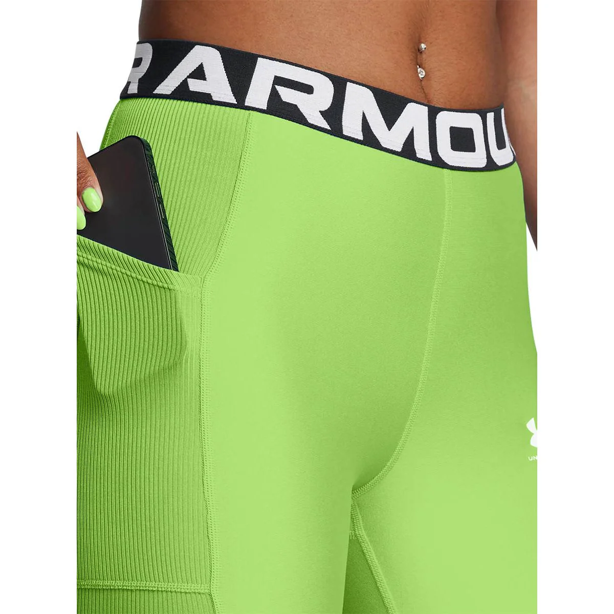 Женские тренировочные легинсы Under Armour HeatGear® Rib — цвет зеленый, размер L (американский размер)