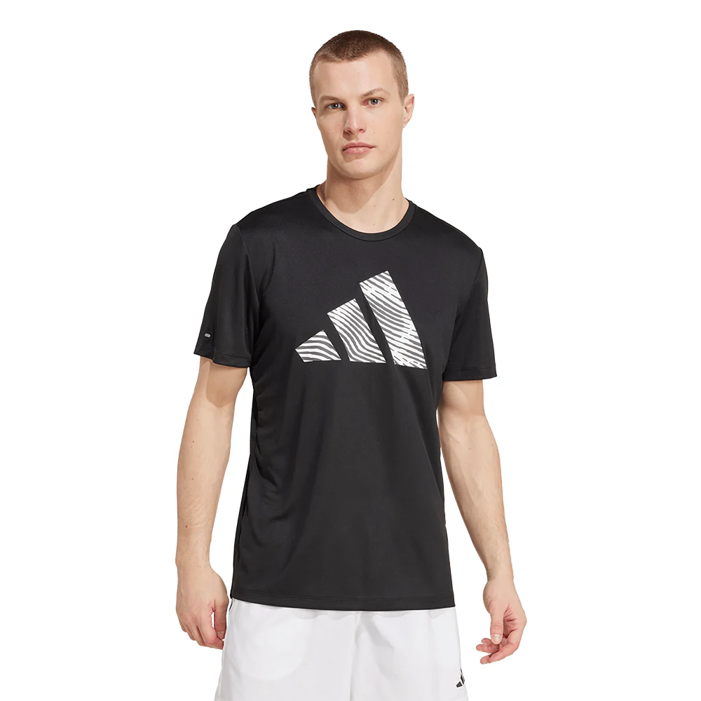 ADIDAS Adi365 Running Essentials Brand Love Men's Running T-Shirt - Black - 2XL (ASIAN SIZE)