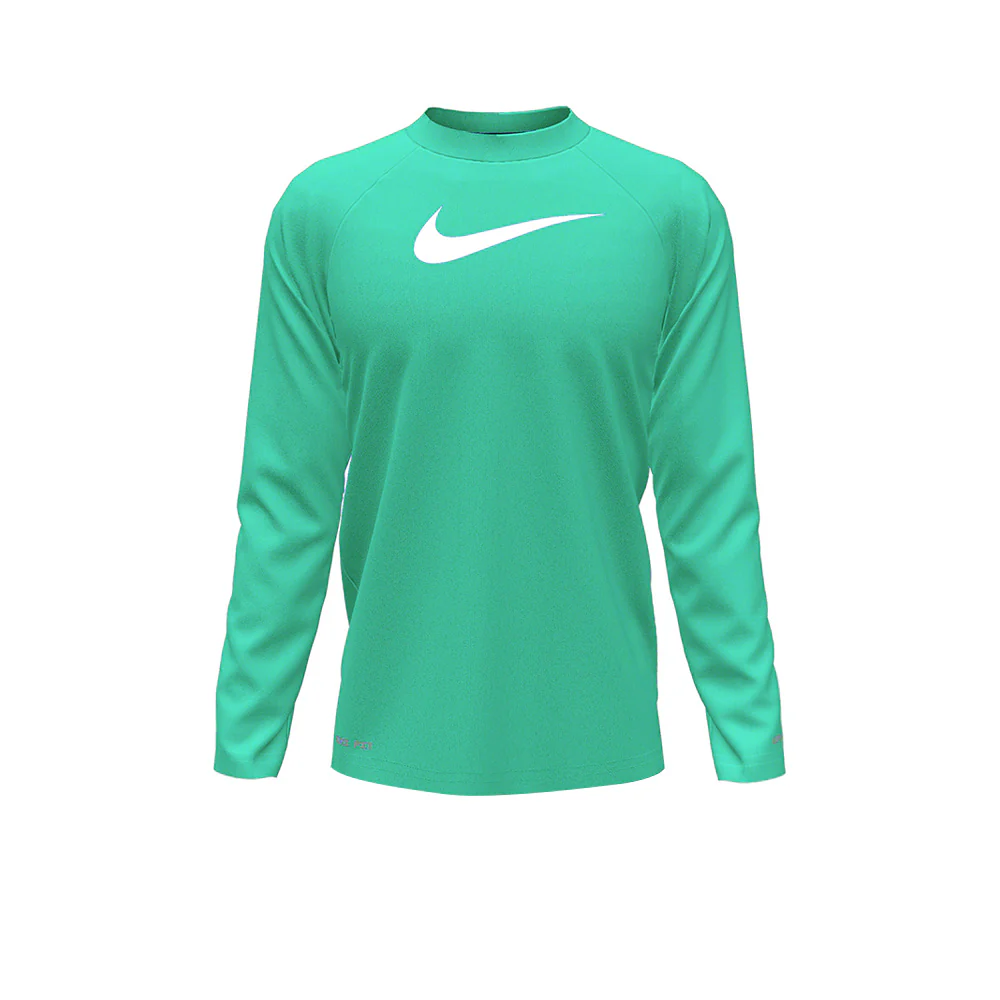 NIKE Long Sleeve Hydroguard Boys Rashguard - Green - L (US SIZE)