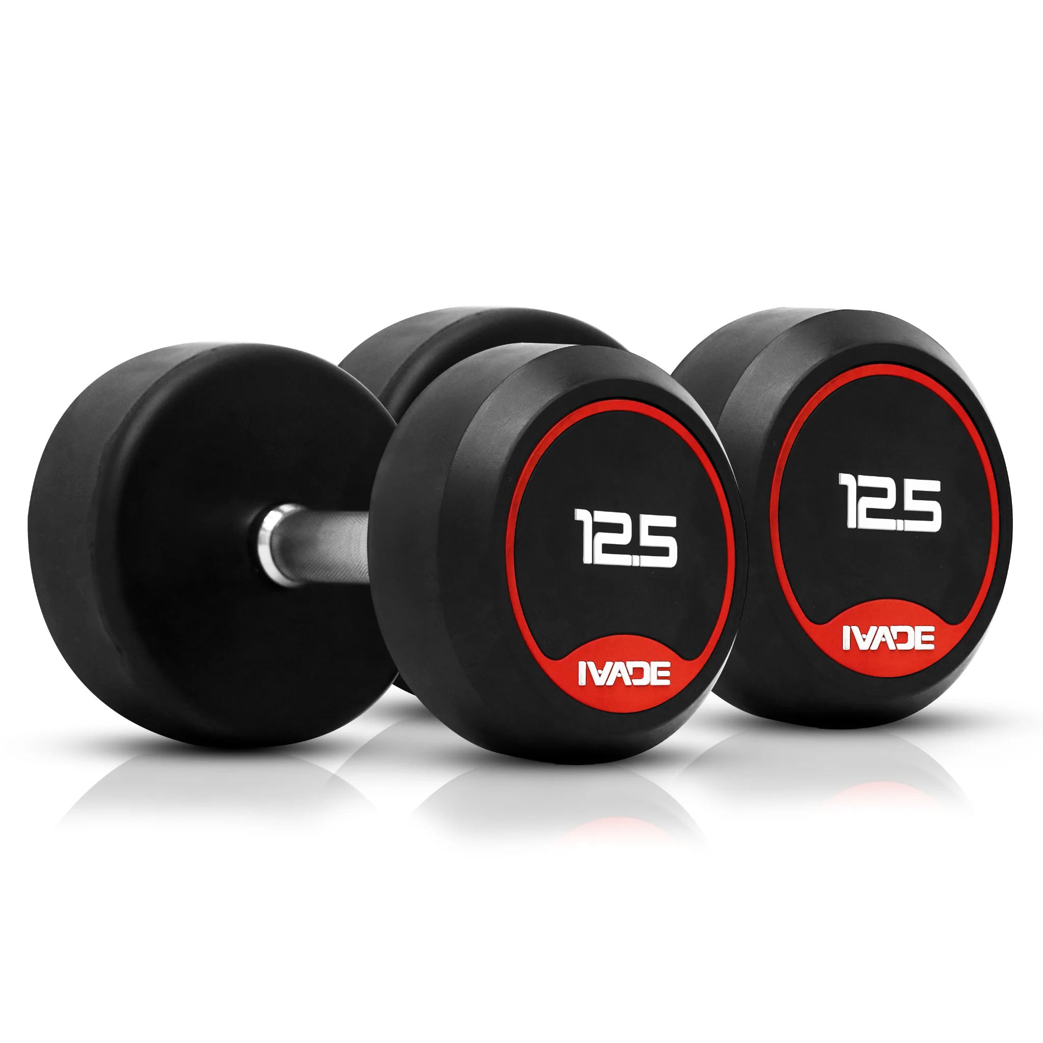 ดัมเบลกลม หุ้มยาง IVADE ขนาด 2.5-25KG x 2 ชิ้น - Black - 10 KG