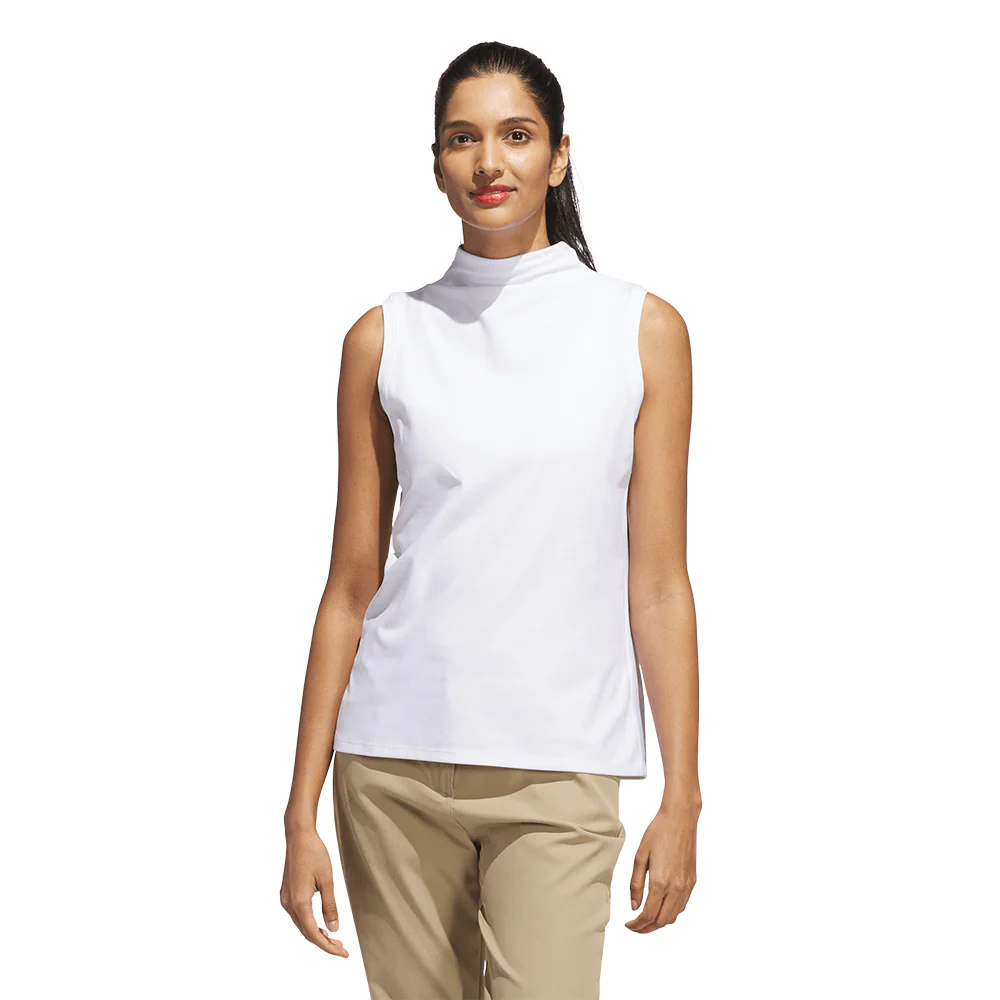 ADIDAS Ultimate365 Sleeveless Mock Neck Women's Golf Shirt - White - L (ASIAN SIZE)