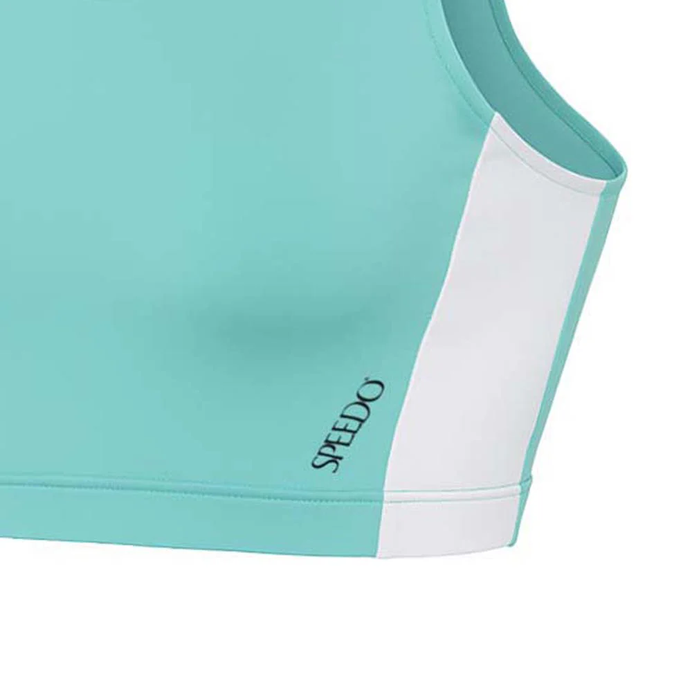 SPEEDO Colorblock Crop Top Women's Bikini Top - Blue - 32 INCHES
