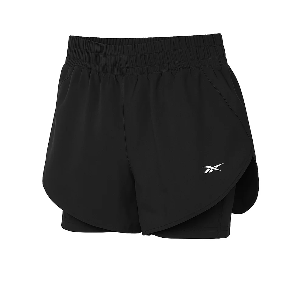 REEBOK 2 In 1 Women's Running Shorts - Black - L (US SIZE)