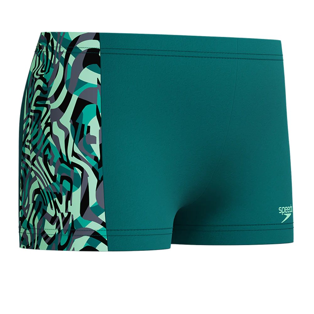 SPEEDO Panel Aquashort Boys Swim Shorts - Green - 11-12 YEARS