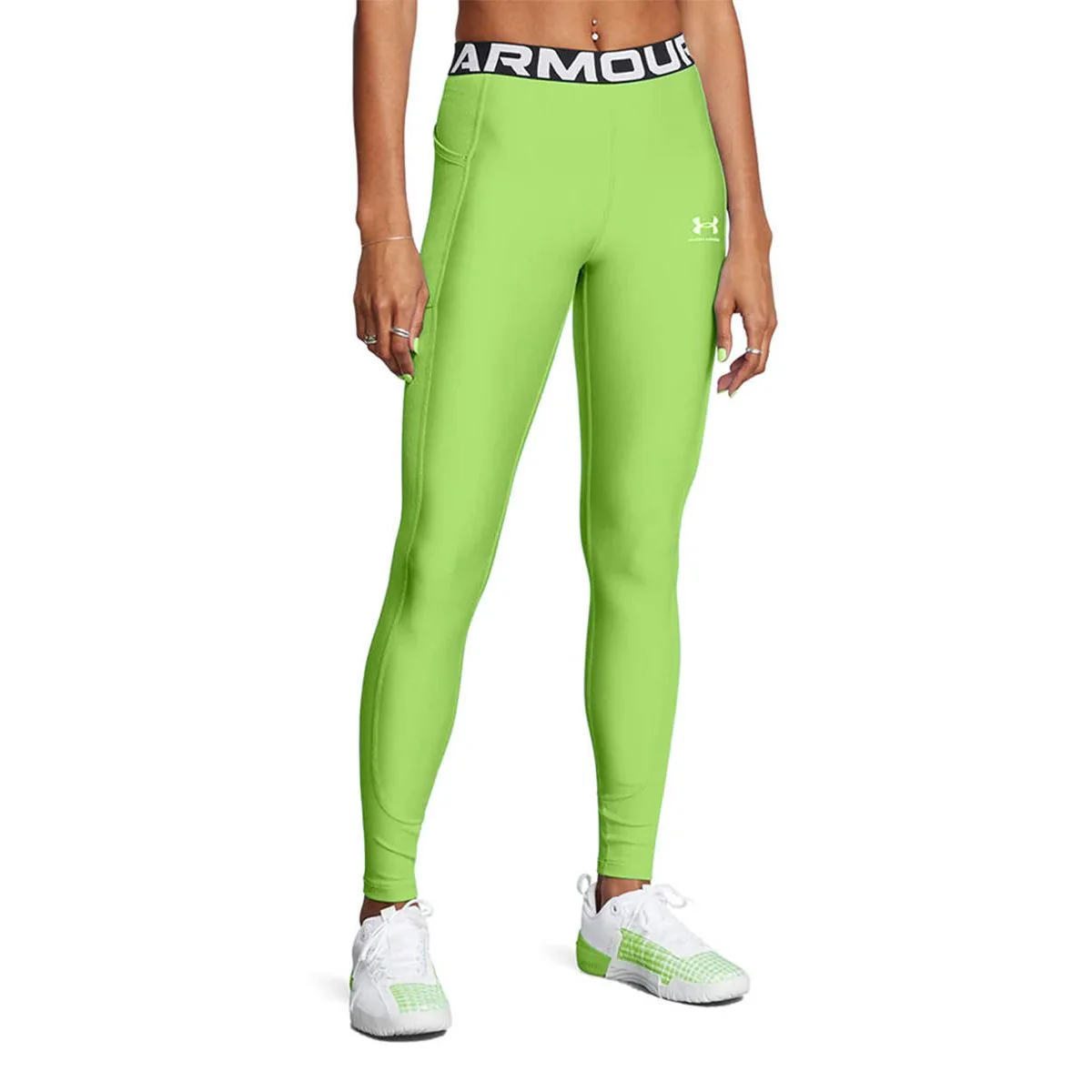 Женские тренировочные легинсы Under Armour HeatGear® Rib — цвет зеленый, размер L (американский размер)