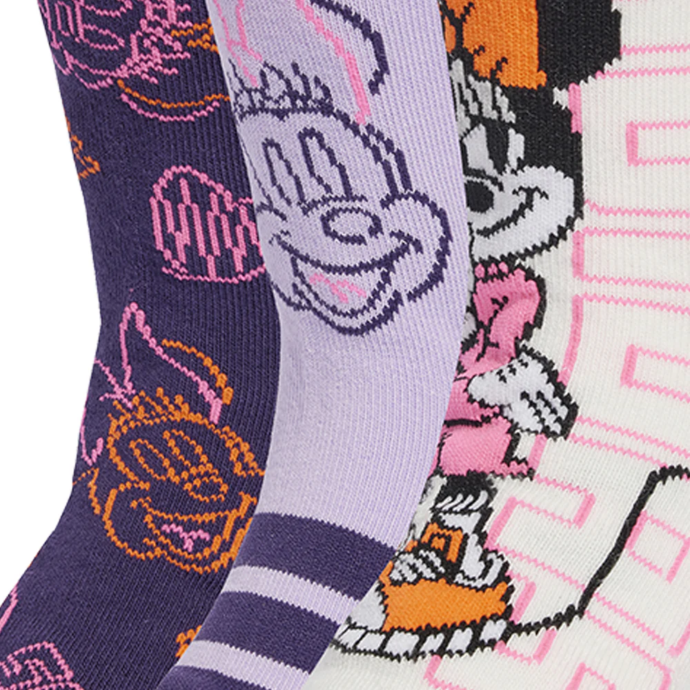 ADIDAS Disney Minnie Mouse Girls Socks (3 Pairs) - Multi Color - L (Kids Size)