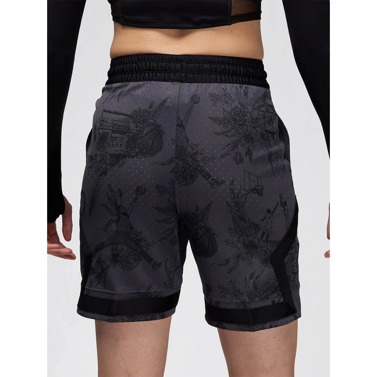 NIKE Jordan Sport Dri-FIT Printed Diamond Men's Basketball Shorts - Black - 2XL (US SIZE)