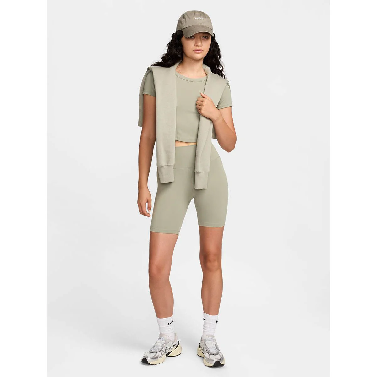 Женские шорты Nike One High-Waisted 8" Biker — цвет зеленый, размер L (азиатский размер)