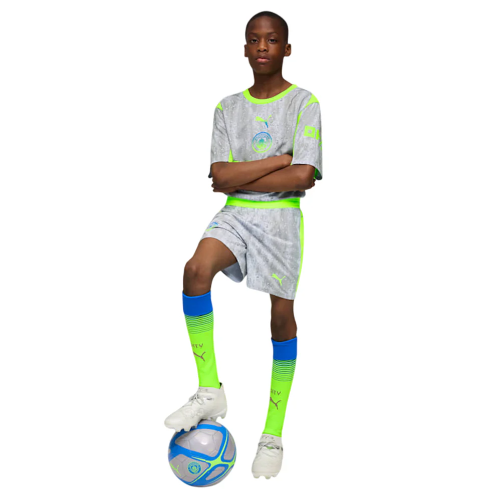 PUMA Boys Manchester City Third 2025/26 Football Shorts - Grey - 128 CM