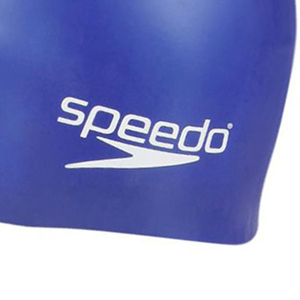 SPEEDO Junior Plain Moulded Silicone Kids Swim Cap - Blue - ONE SIZE