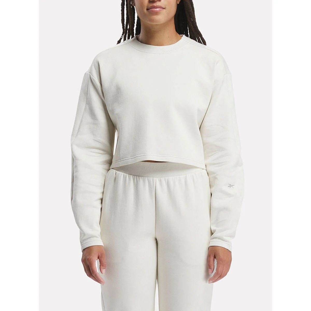 REEBOK Active Collective DREAMBLEND Mid-Layer Women's Sweatshirt - Cream - L (US SIZE)