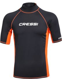 CRESSI Rash Guard Man Short Sleeve Black/Orange - Black - 3XL