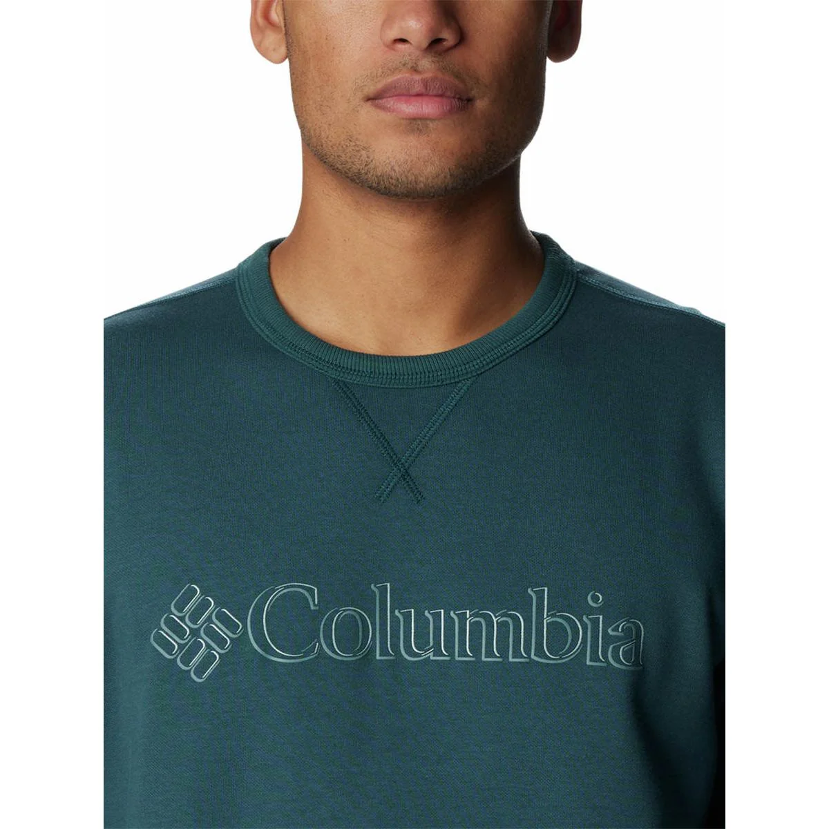 COLUMBIA Logo Fleece Crew Men's Sweatshirt - Green - L (US SIZE)