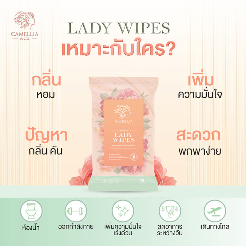 Camellia Lady Wipes [10 Sheets x 2pcs] — 2pcs