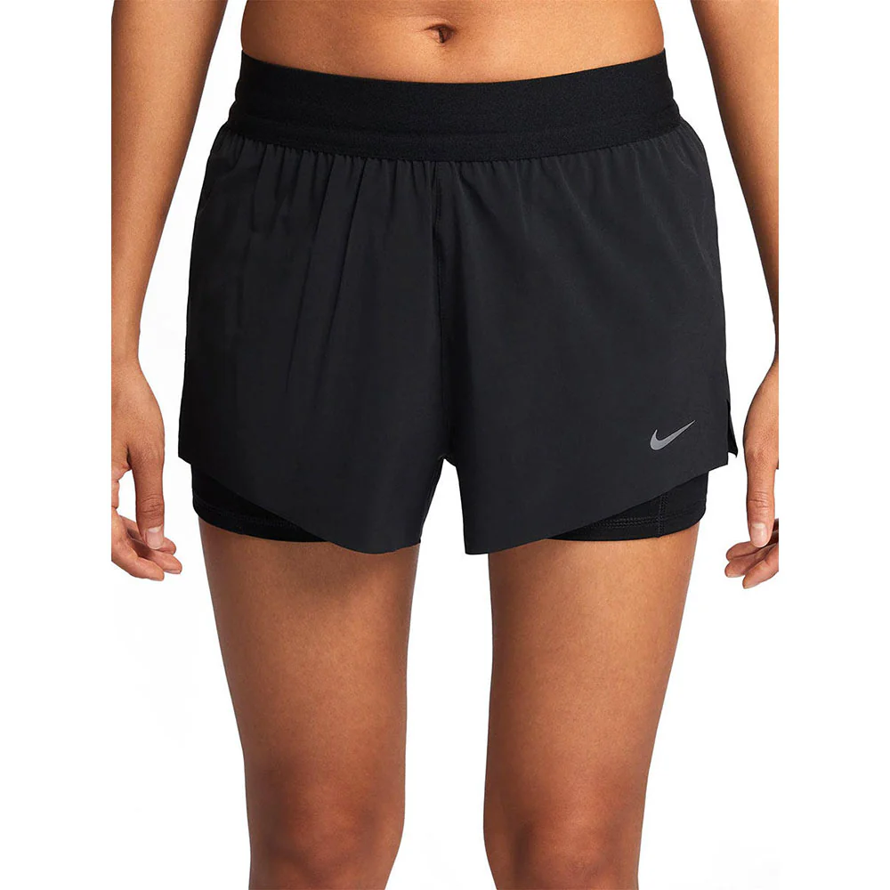 NIKE Swift Dri-FIT Mid-Rise 2-in-1 Women's Running Shorts - Black - L (US SIZE)