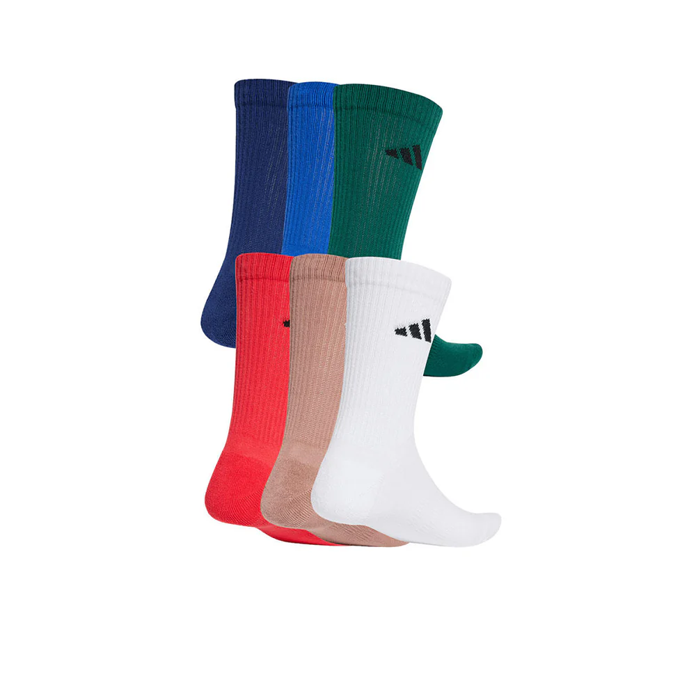 ADIDAS Cushioned Crew Unisex Socks (6 Pairs) - Multi Color - L (US SIZE)