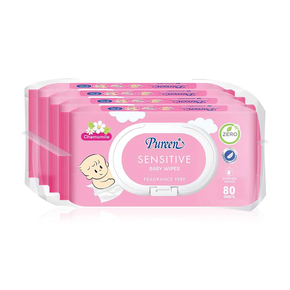 Pureen Wet Wipe Sensitive [80 Sheets x 4pcs]