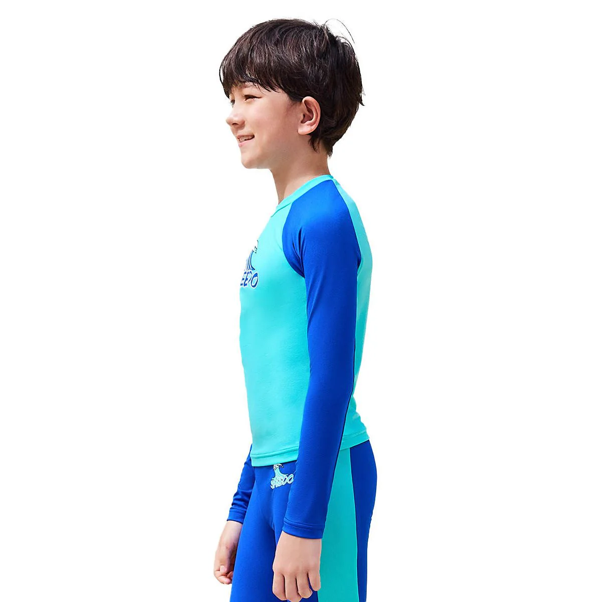 SPEEDO Waves Long Sleeve Boys Rashguard - Blue - 11-12 YEARS