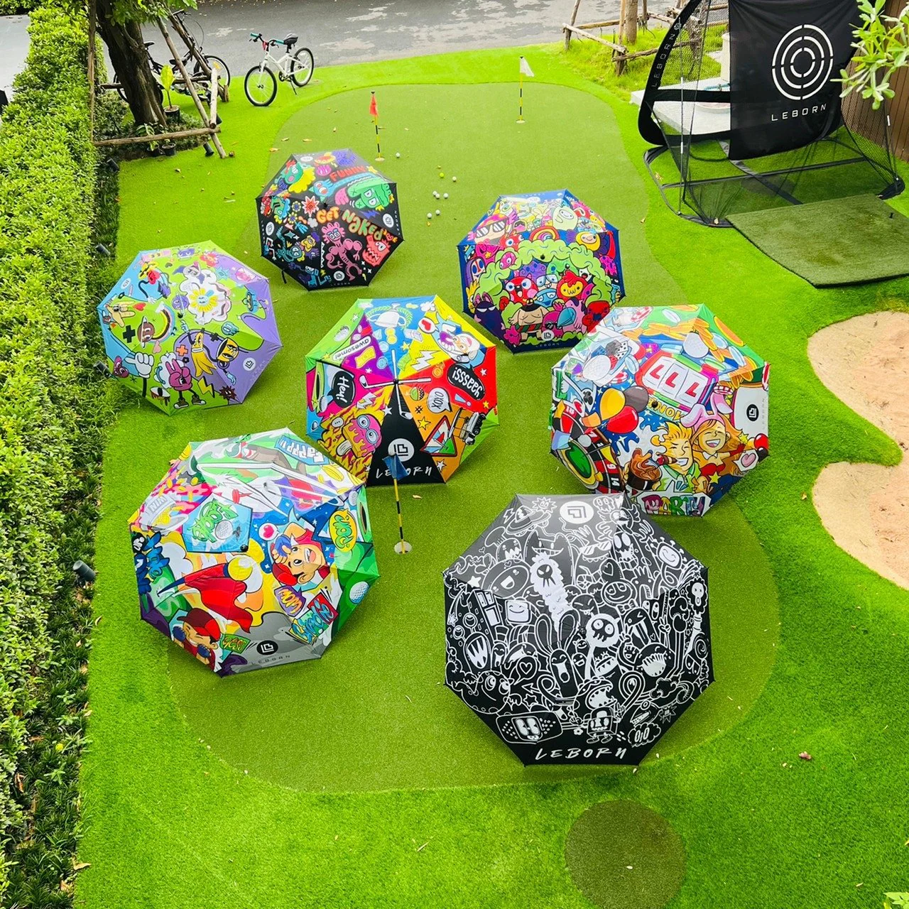 LEBORN Mini Umbrella ขนาด 30 นิ้ว ลายกราฟฟิคและการ์ตูน - Multi color - 30 INCES - Birdie