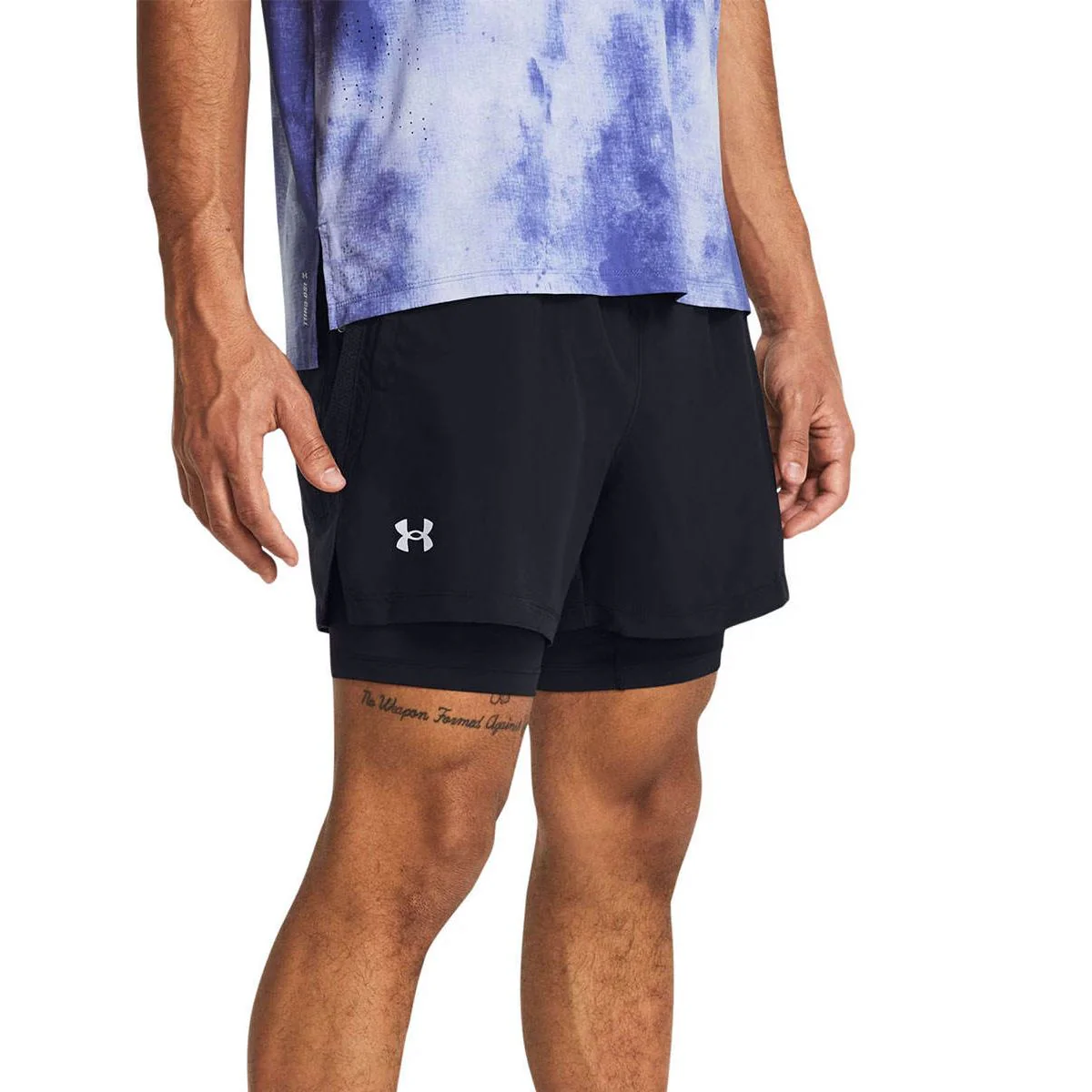 UNDER ARMOUR Launch 2-in-1 5" Men's Running Shorts - Black - L (US SIZE)