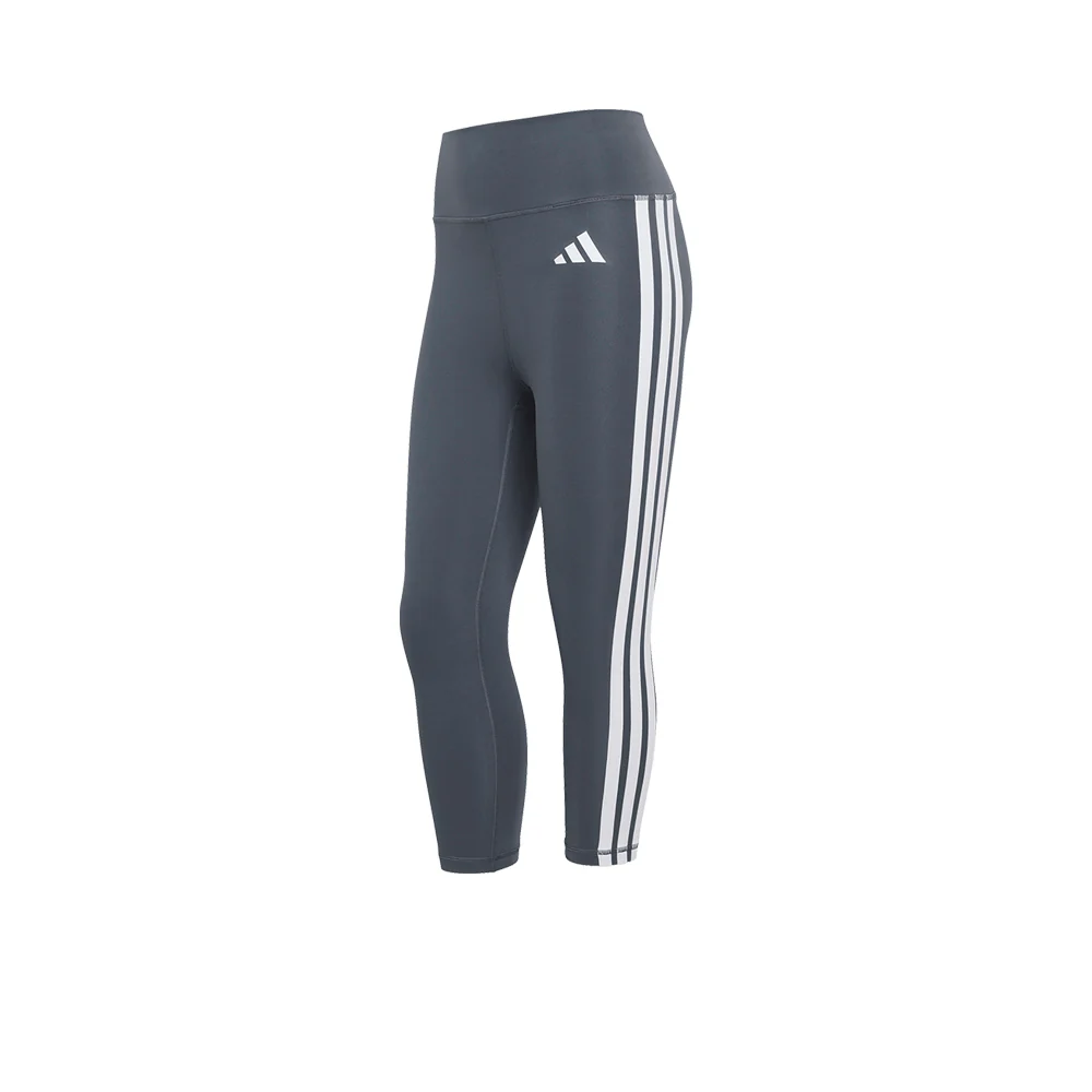 Женские тренировочные легинсы Adidas Optime Essentials Workout 3-Stripes 3/4 — цвет серый, размер L (азиатский размер)